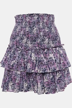 Isabel Marant Floral Print Cotton Naomi Shirring Tiered Mini Skirt S