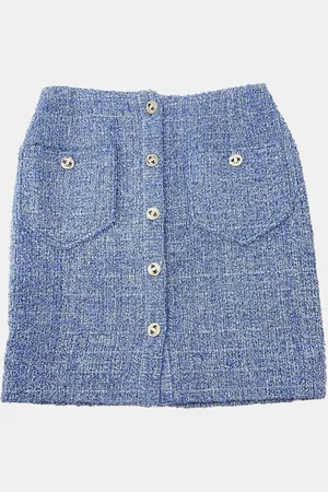 CHANEL Button Tweed Detail Setup Short Skirt Size 36