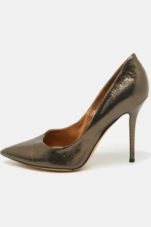 Salvatore Ferragamo Lizard Embossed Leather Pointed Toe Pumps Size 41