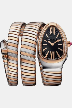 Bvlgari 18K Rose Gold Stainless Stell Diamond Serpenti Tubogas Women