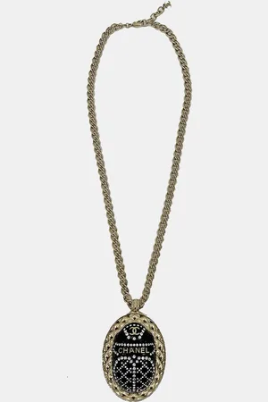 CHANEL Rhinestone Egyptian Scarab Necklace