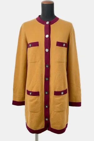 CHANEL Mustard/ Cashmere Coco Button Cardigan Size 36 Bag