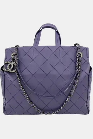 CHANEL Leather Top Stitch Cc Pocket Tote