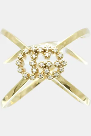Gucci 18K Gold GG Running Diamond Band Ring