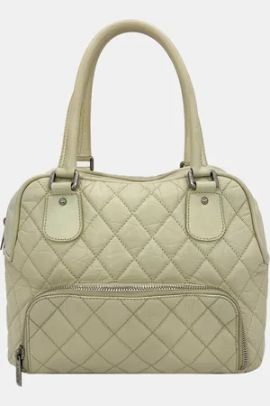 CHANEL Paris New York Cream Distressed Bowling Tote