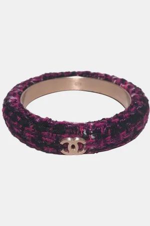 CHANEL Tweed And Steel Bangle Bracelet