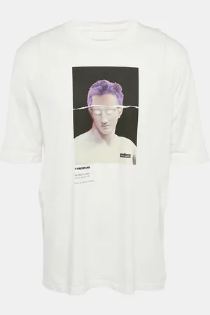 Neil Barrett Cyberpunk Print Jersey Slim Rolled Up Sleeve T-Shirt XL