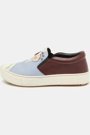 Fendi Leather Face Motif Slip On Sneakers Size 37.5