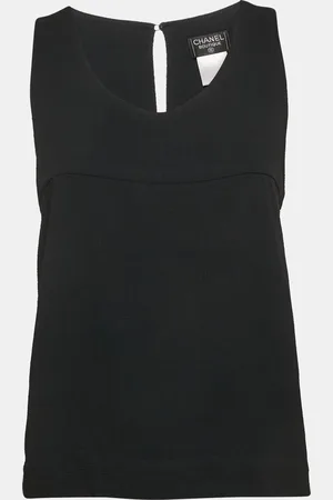 CHANEL Textured Crepe Sleeveless Top M