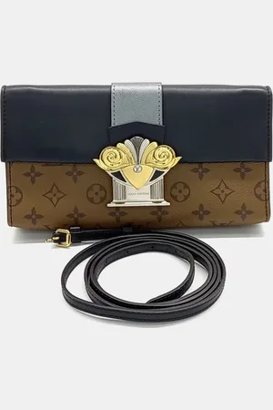 LOUIS VUITTON Brown Canvas and Leather Column Clutch Bag