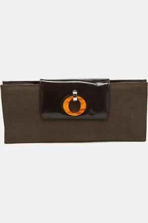 Dior Dark Canvas and Leather Vintage Flap Clutch