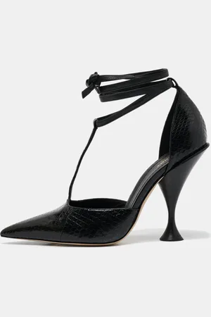 Burberry Python Embossed and Leather Welton T Strap Pumps Size 40