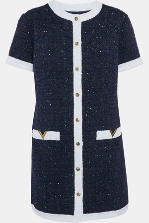 VALENTINO Sequin Embellished Lurex Bouclé-Tweed Mini Dress L