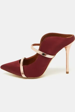 MALONE SOULIERS /Rose Gold Satin and Leather Maureen Mules Size 37.5
