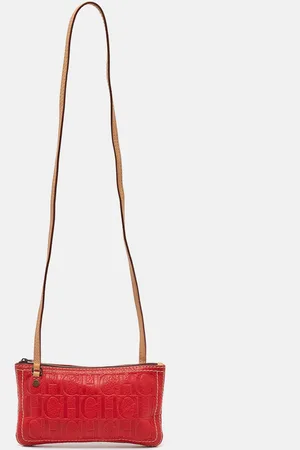 CH Carolina Herrera Monogram Embossed Leather Shoulder Bag