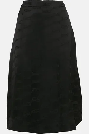 Balenciaga Logo Jacquard Crepe Midi Skirt M