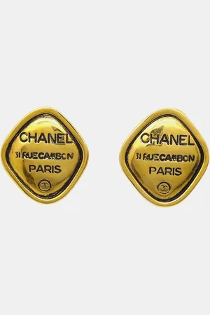CHANEL Rhombus Clip-On Earrings