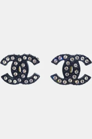 CHANEL CC Rhinestone Clip-On Earrings