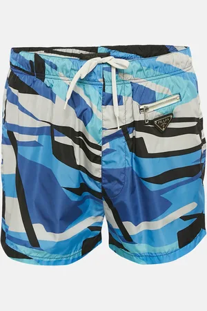 Prada Printed Nylon Triangle Logo Detail Swim Shorts L