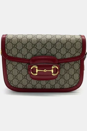 Gucci Red Canvas and Leather 1955 Horsebit Shoulder Bag