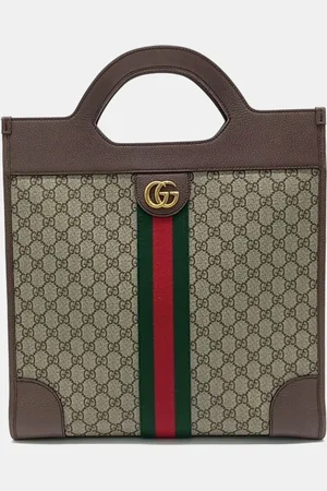 Gucci Brown PVC Ophidia Medium Top Handle Tote Bag