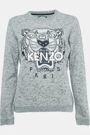 Kenzo Melange Tiger Embroidered Cotton Sweatshirt L