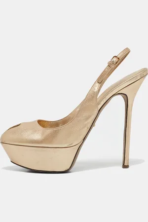 Sergio Rossi Leather Peep Toe Platform Slingback Sandals Size 38