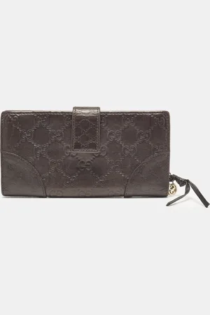 Gucci Dark ssima Leather Interlocking G Flap Continental Wallet