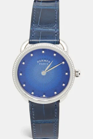 Hermès Diamond Stainless Steel Alligator Arceau Soleil AR5.330 Women