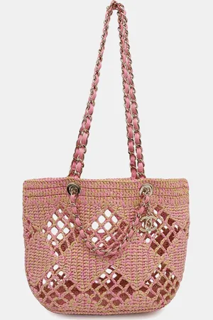 CHANEL Raffia Leather Small Shopping Bag