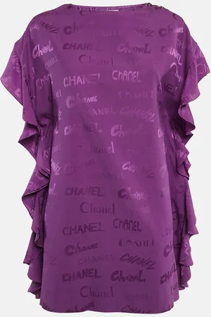 CHANEL Jacquard Silk Ruffled Mini Dress M