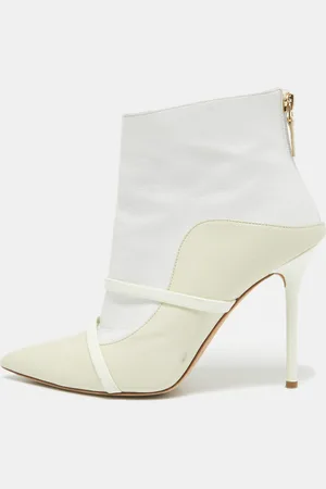 MALONE SOULIERS Cream/ Leather Madison Pointed Toe Ankle Boots Size 38.5
