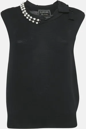 Lanvin Knit Embellished Neck Sleeveless Top M