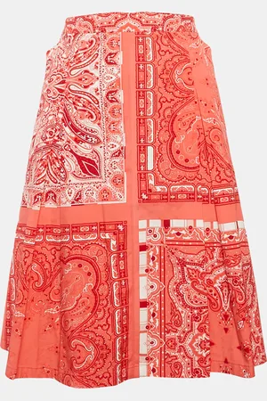 Etro Printed Cotton Box Pleat Detail Short Skirt L