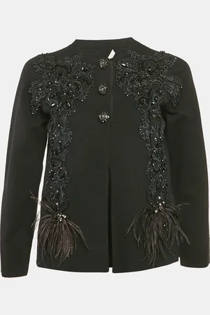Marc Jacobs Marc Jacob Embellished Ostrich Feather Trim Cashmere Cardigan M