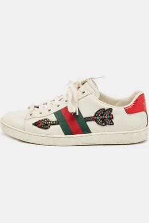 Gucci Leather Embellished Arrow Ace Sneakers Size 35