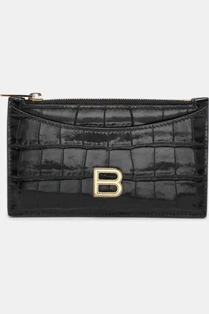 Balenciaga Croc Embossed Leather Hourglass Card Holder