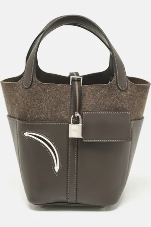 Hermès Hermès Ebene Swift Leather and Feutre Picotin Lock 18 Go Team Bag