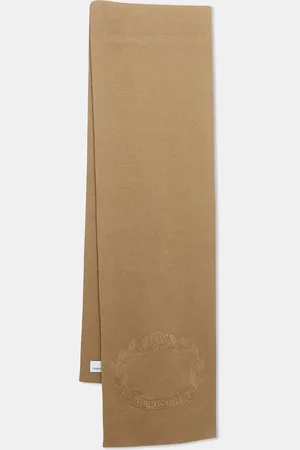 Burberry Logo Embroidered Cashmere Knit Ghost Crest Scarf