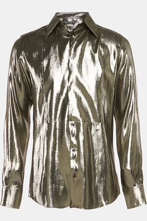Dolce & Gabbana Gold Lamé Long Sleeve Shirt M