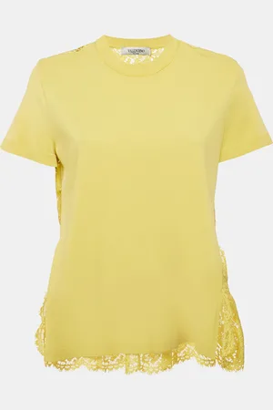 VALENTINO Lace and Jersey Crew Neck Top M