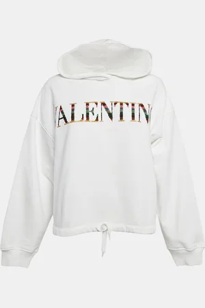 VALENTINO Logo Sequin Embellished Cotton Knit Hoodie M