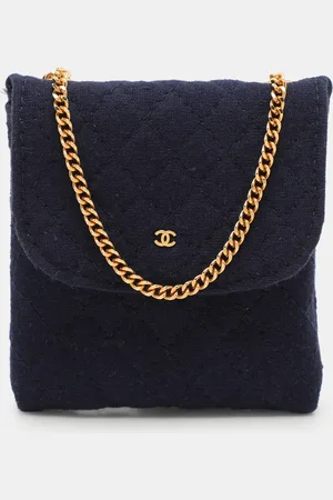 CHANEL Quilted Jersey Chain Pouch