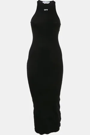 OFF-WHITE Logo Rib-Knit Midi Tank Dress XS
