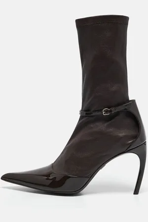 Salvatore Ferragamo Leather and Patent Leather Mid Calf Boots Size 39.5