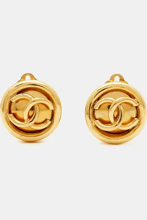 CHANEL CC Tone Round Clip on Earrings