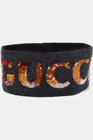 Gucci Logo Print Sequin Headband and Wristband Set S