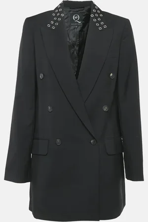Alexander McQueen Eyelet Collar Wool Blend Double Breasted Blazer S