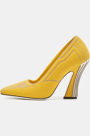 Fendi Fabric F Freedom Block Heel Pumps Size 38