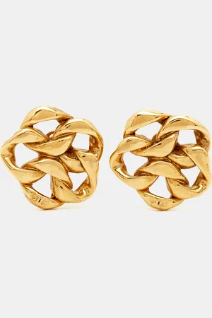 CHANEL Chain Link Motif Tone Clip-on Stud Earrings